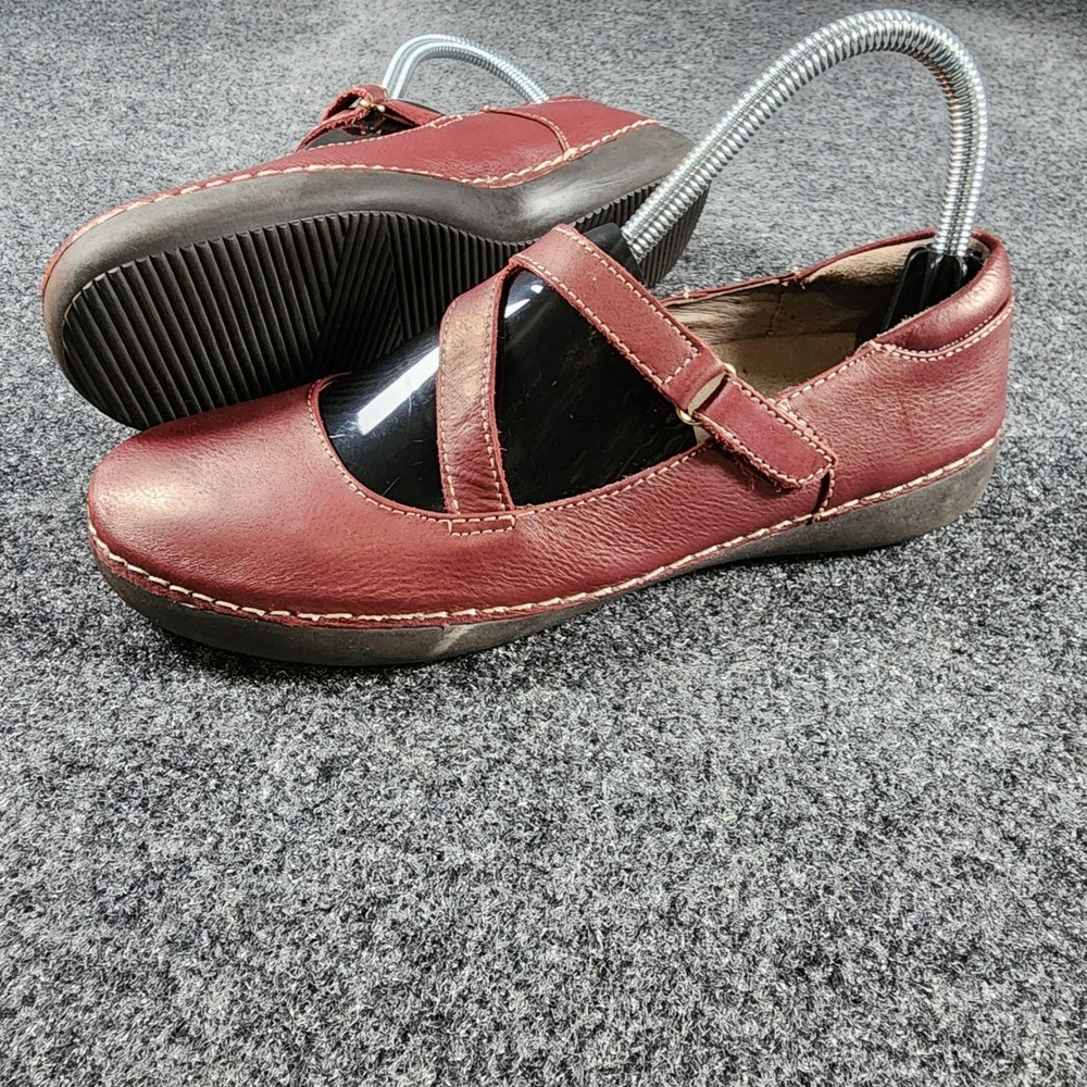 Vionic Judith Mary Jane‎ Flats Shoes Womens 7 Burgundy Leather Orthaheel EUC
